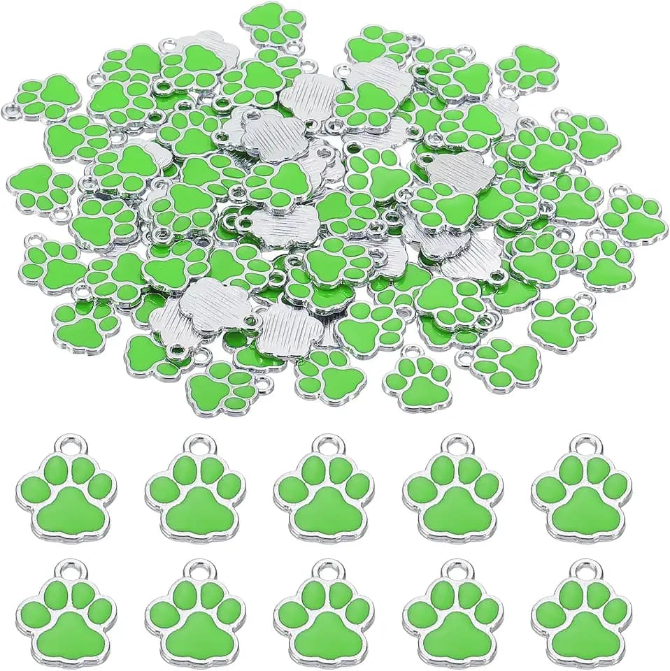 PATIKIL Enamel Dog Paw Print Charms, Lovely Paw Pendant Keychain Charm for Jewelry Making DIY Pet Memorial Gifts