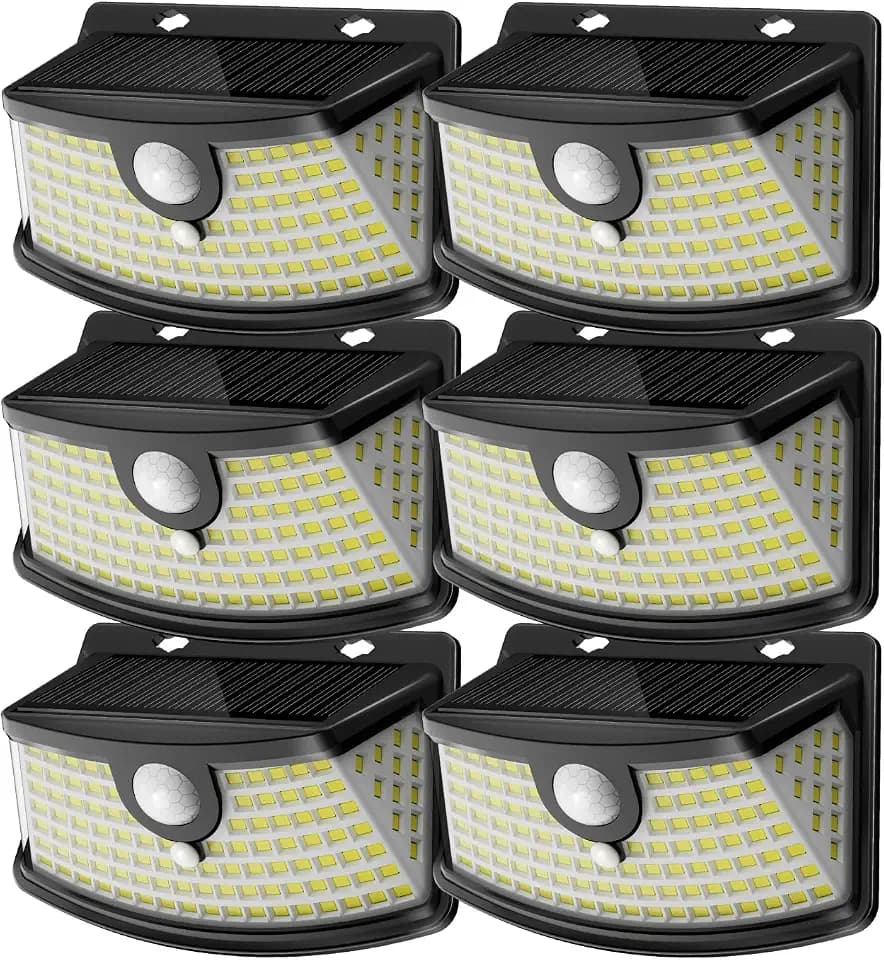 Aootek Solar Motion Sensor Lights Outdoor 120 LEDs, Black, 6 Pack