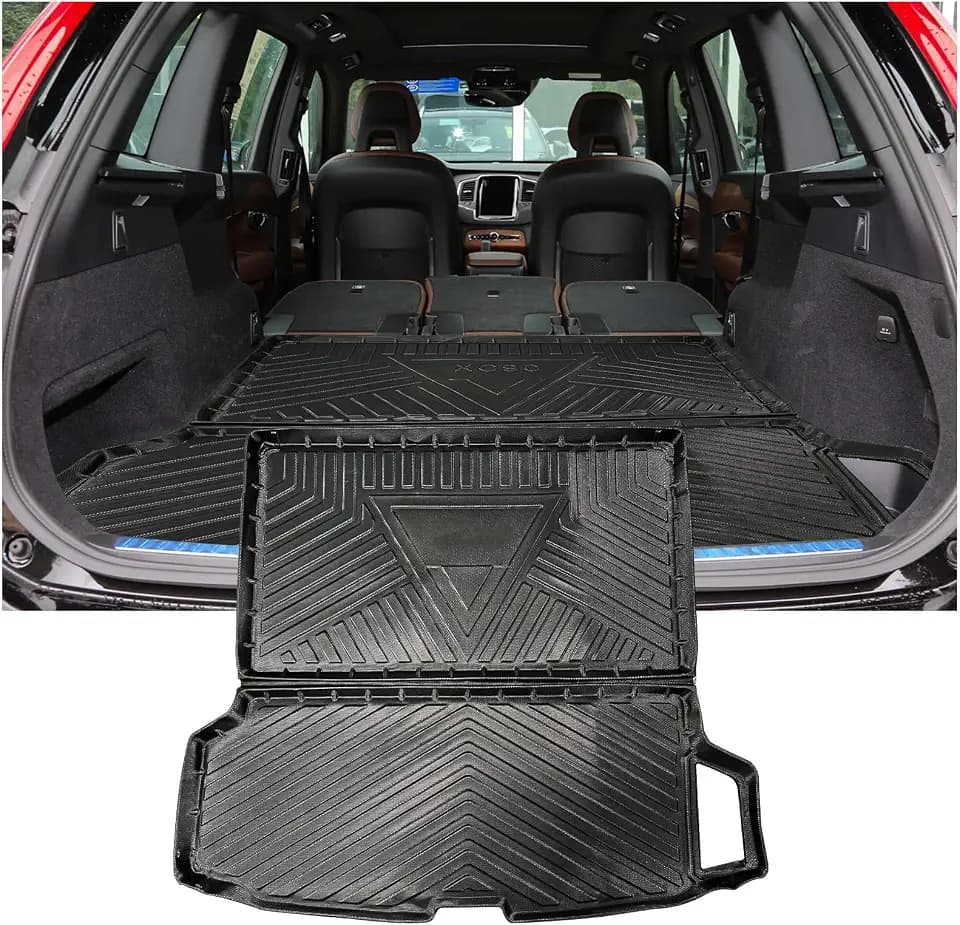 YEE PIN Für Volvo XC90 2015-2025,Kofferraummatte XC90 Gummi Kofferraumwanne Seitenschutz XC90 Gummimatte Laderaumschale Schutzmatte Rutschfester Autozubehör Sicherer Transport
