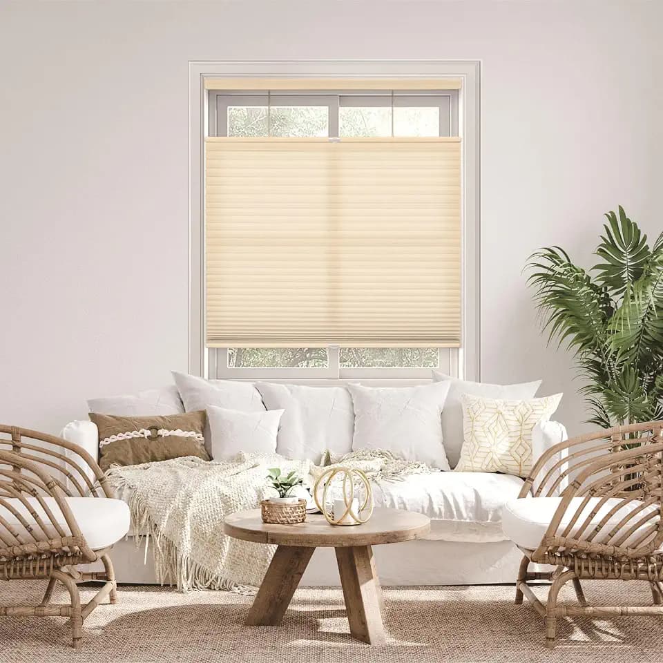 DEZ FURNISHINGS Cordless 1.5" Light Filtering Top Down Bottom Up Cellular Shade, 35" W x 48" H, Alabaster