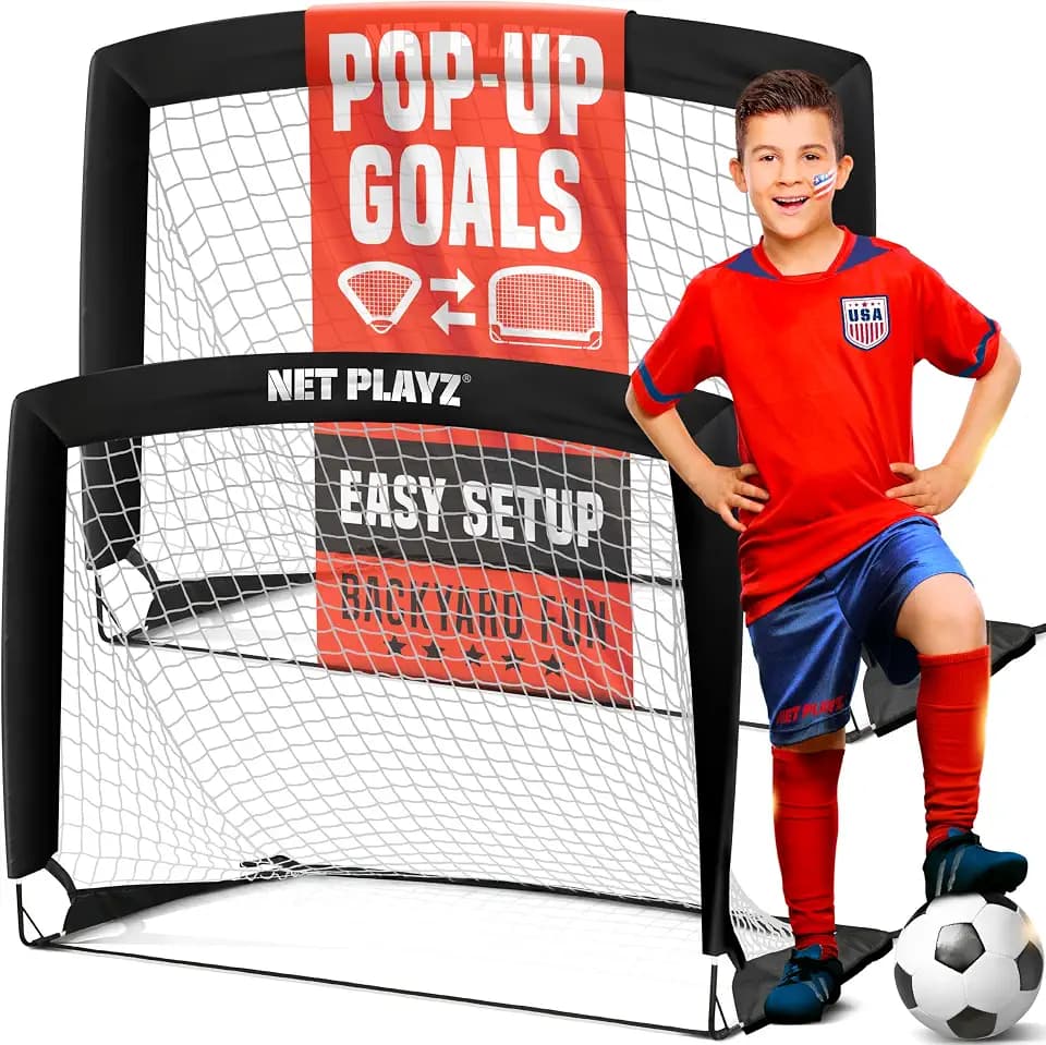 NET PLAYZ 4ftx3ft Easy Fold-Up Portable Training Soccer Goal, 36" D x 48" W x 36" H, Set of 2