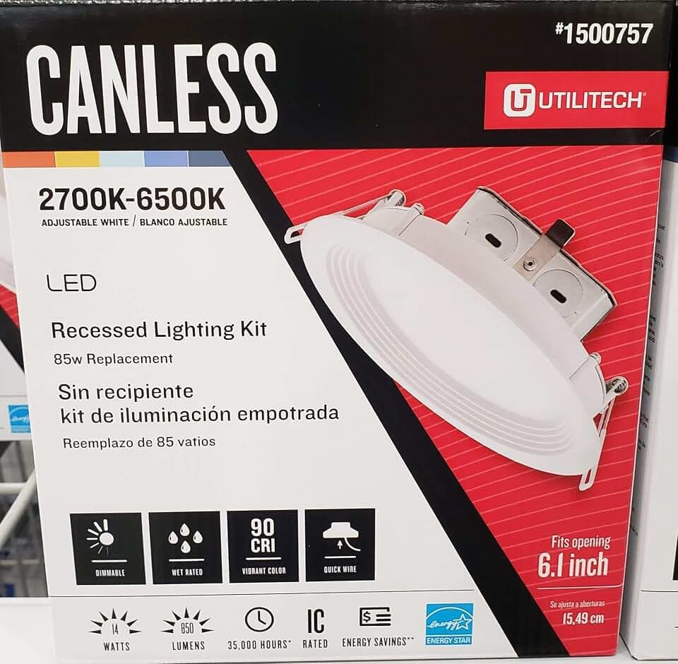 Utilitech Color Changing 6-in 85-Watt Equivalent White Round Dimmable Recessed Downlight, 6 Inches, (MQTL1121A-L14K9027)
