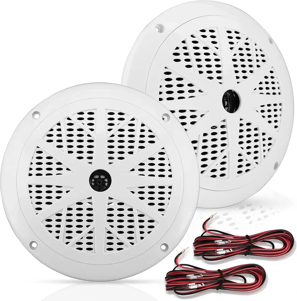 Pyle 16,5 cm Marine-Lautsprecher (2er-Set) – 2-Wege, wasserdicht & wetterfest, Outdoor-Stereoanlage mit 120 W, Polypropylen-Membran & Gewebesicke