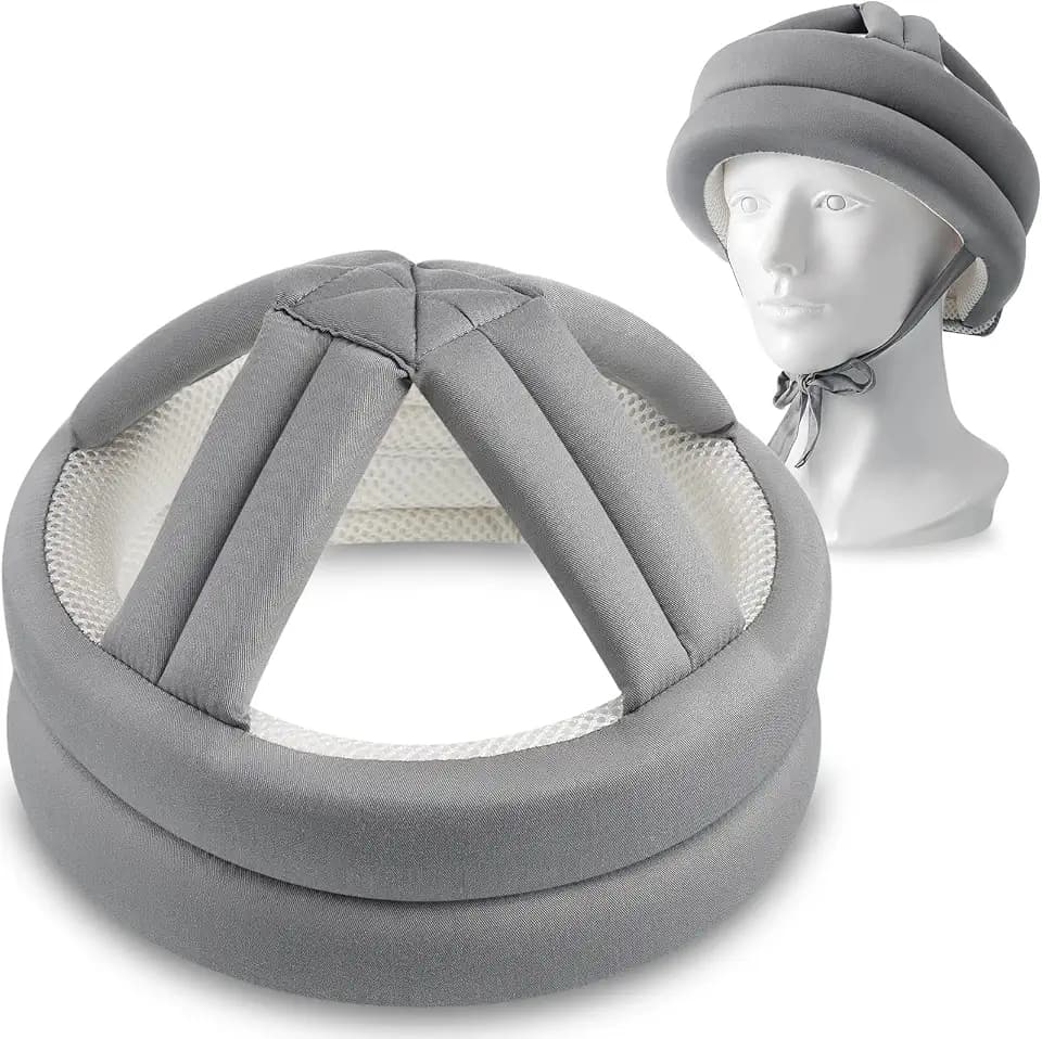 Woanger 1 Pcs Anti Fall Elder Head Safety Helmet for Adults Special Needs Thick Soft Protective Hat Adjustable Seniors Fall Prevention Head Protection Cap Elderly Helmet for Injury Protection (Grey)