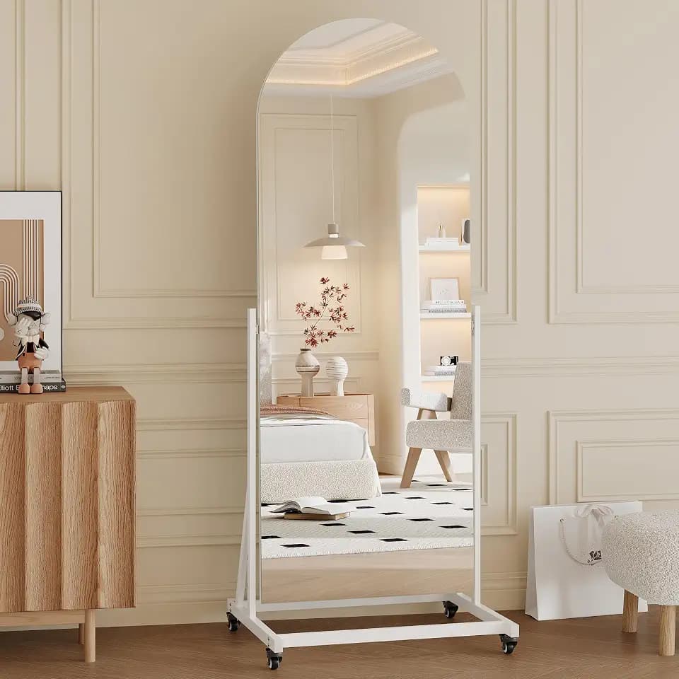 71"x24" Arched Full Length Rolling Mirror on Wheels