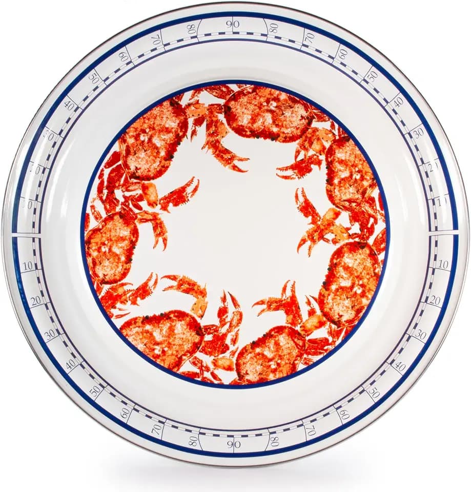 Golden Rabbit Enamelware Large Serving Tray, 20 inch, Crab House
