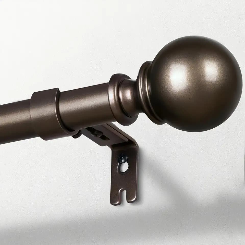 Zeerobee 1 Inch Adjustable Curtain Rods, 32"-72", Antique Bronze