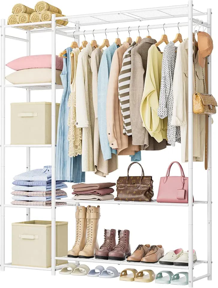 HOMIDEC Wardrobe Closet,Portable Clothes Rack with 4 Tiers Shelves