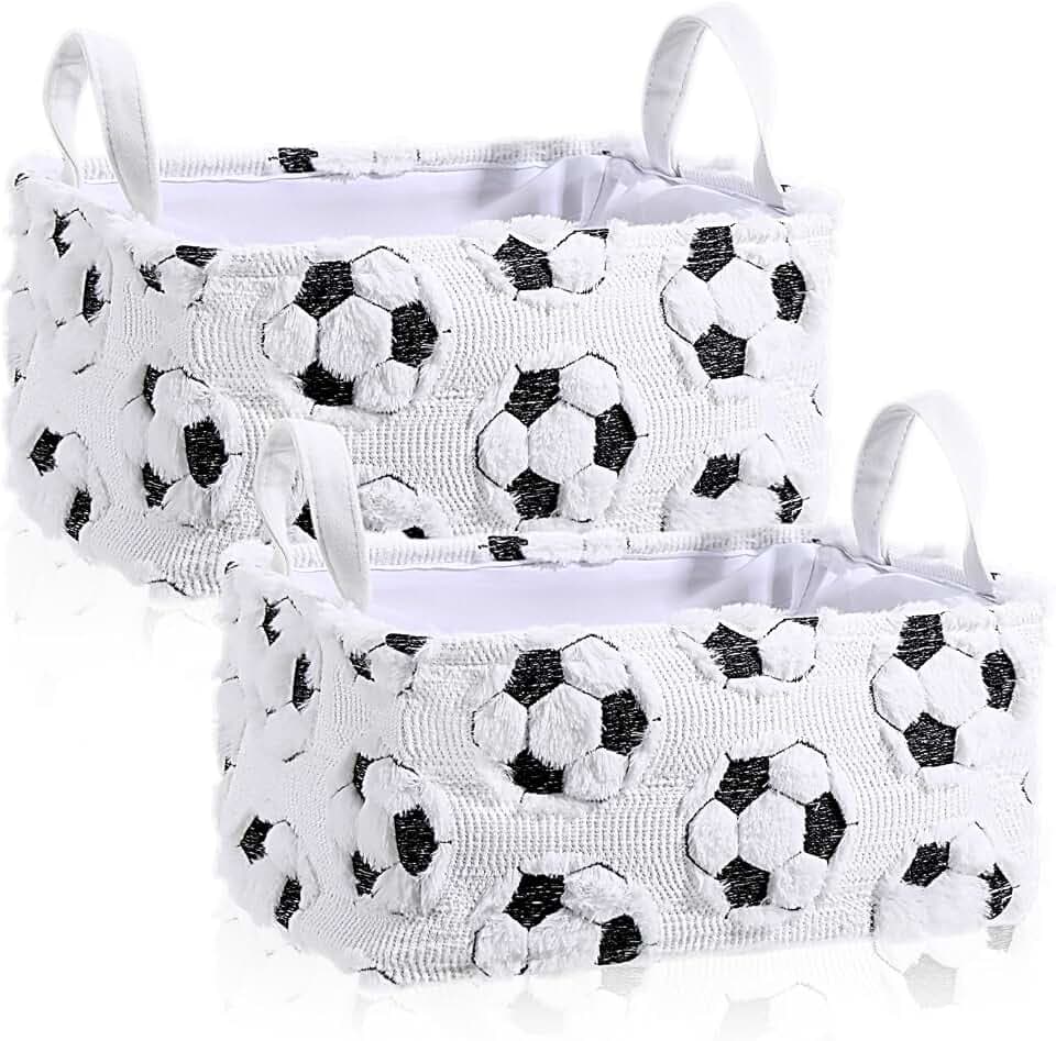 2 Pcs Soccer Storage Baskets 14x10'' Back to School Gift Basket