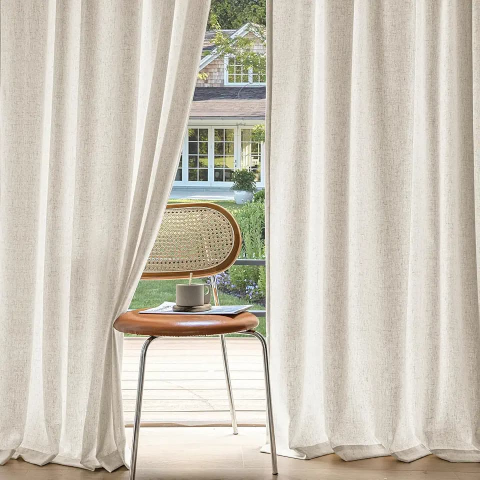 MIULEE Non-See-Through Privacy Linen Curtains 52W x 63L Inch Linen