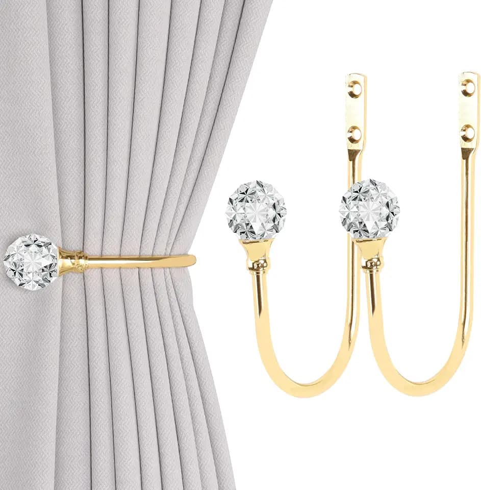Groleca U Shaped Metal Curtain Holdbacks, Curtain Tiebacks, 2 Pack, Gold