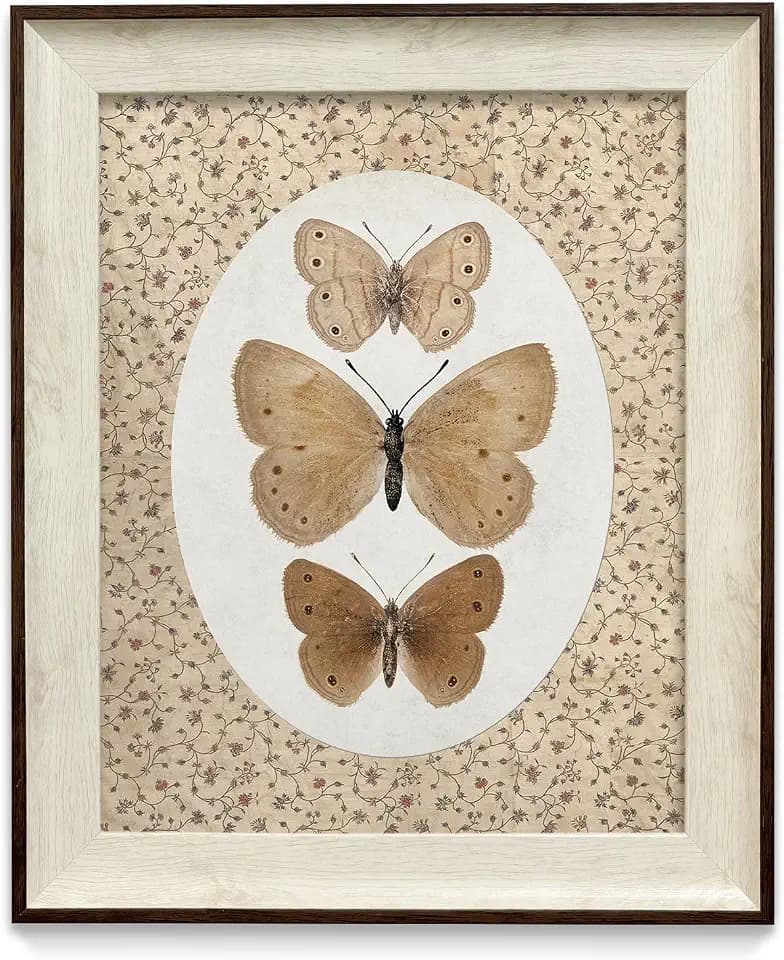 razliubit Butterfly Wall Art Prints, Replaceable Framed Vintage Wall Decors for Room Aesthtic, Small Framed Artwork Oil Painting for Bedroom Bathroom Kitchen Office Decor(10"x12")