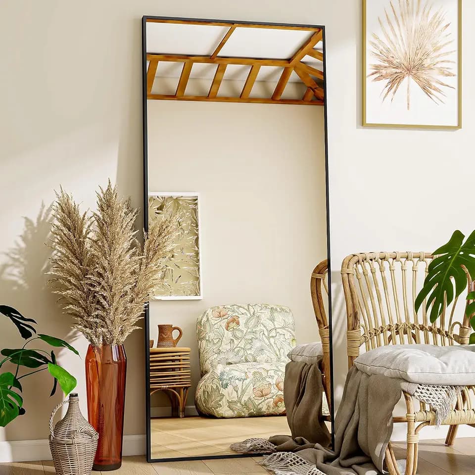 VooBang Mirror Full Length - 21" x 57" Floor Mirror with Stand Black