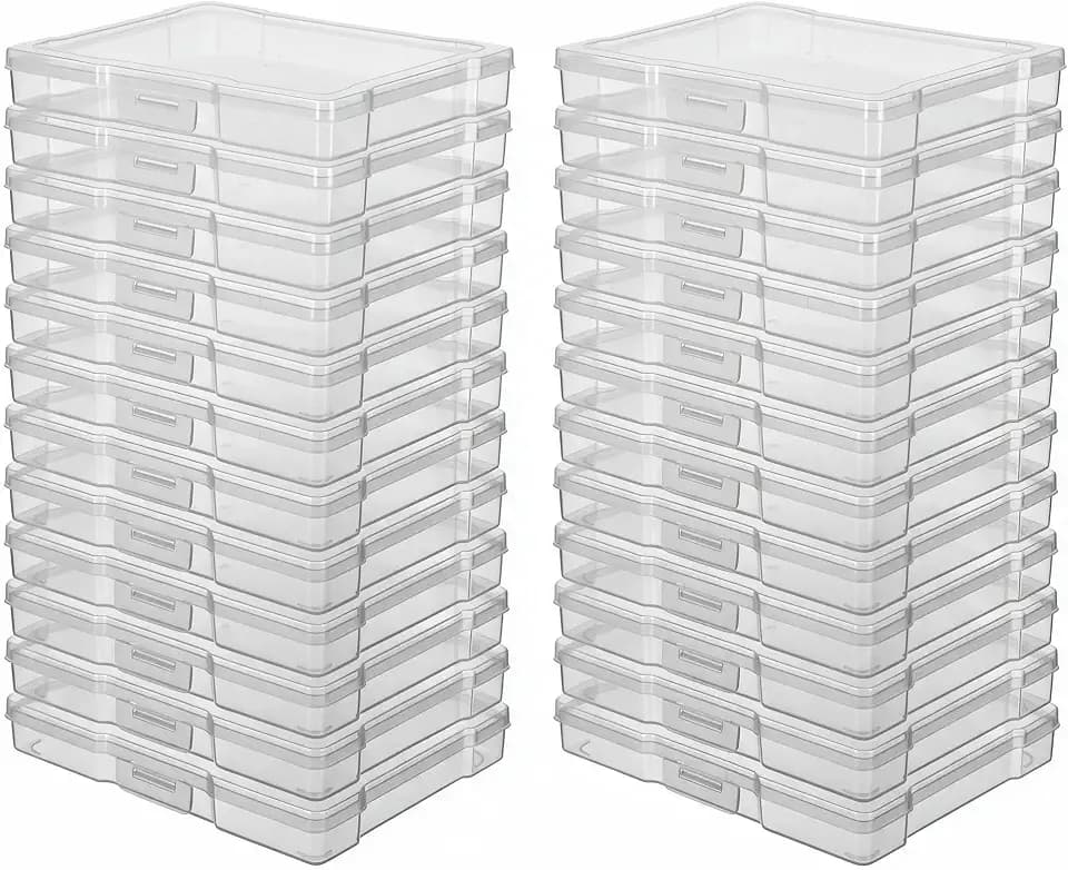 novelinks 24 Pack 5"x7" Clear Photo Storage Boxes and Photo Box Organizers