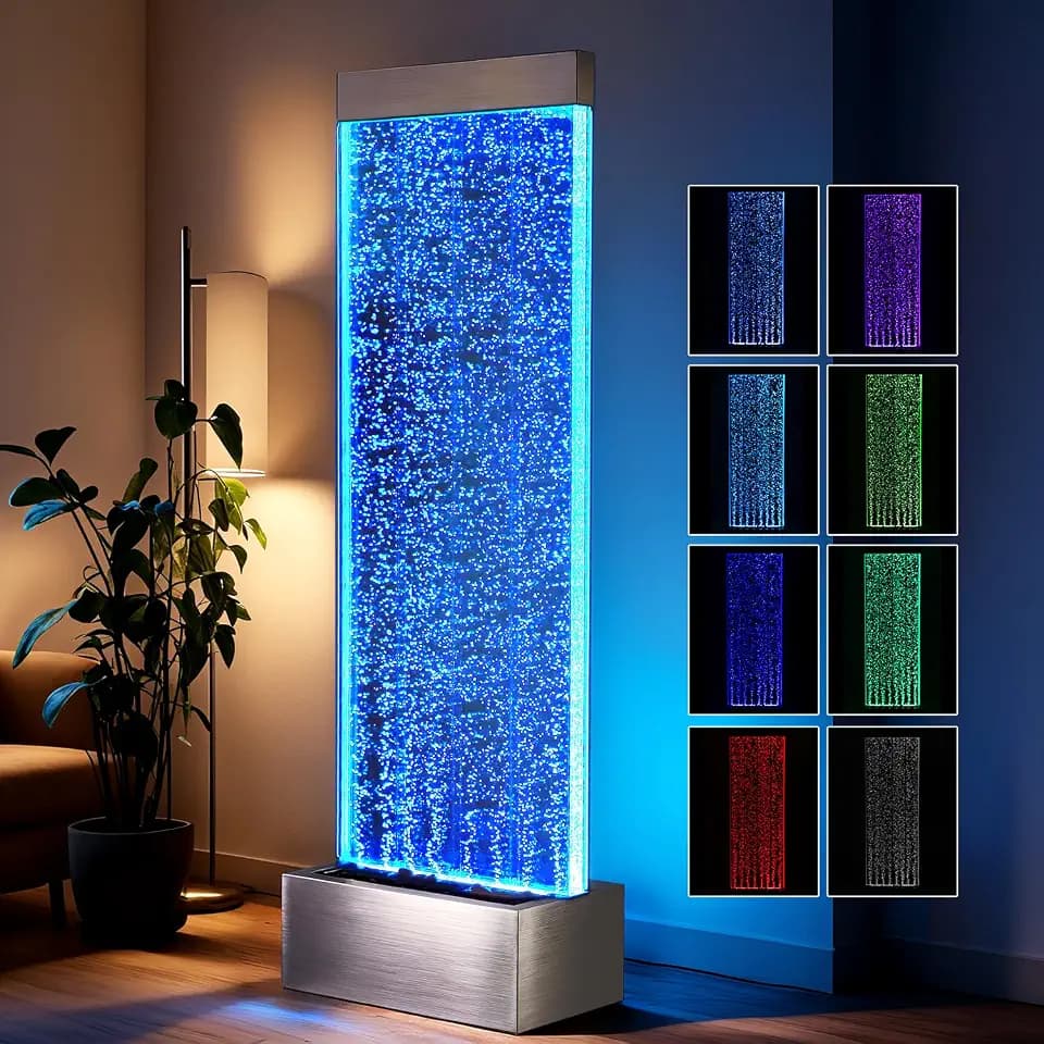 Jocoevol Bubble Wall Waterfall Fountain, Acrylic Floor Standing Water Wall