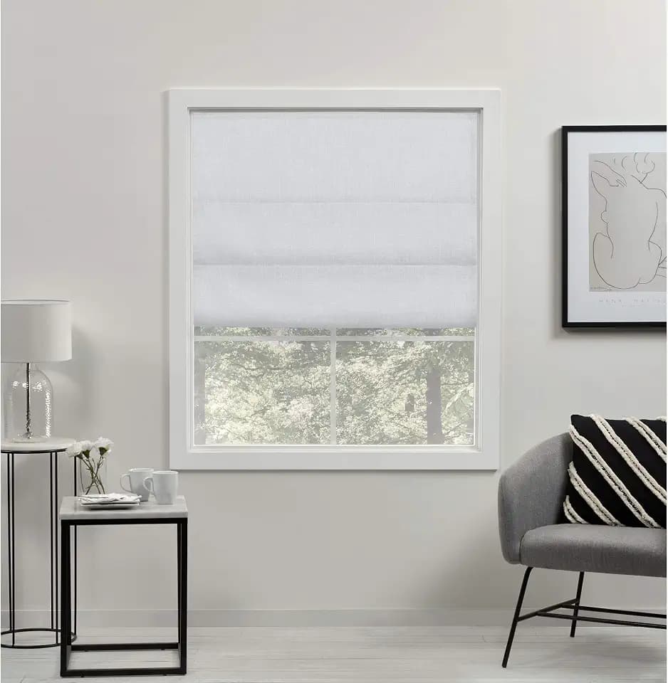 Exclusive Home Curtains Acadia 100% Blackout Polyester Roman Shade, 31"x64", White