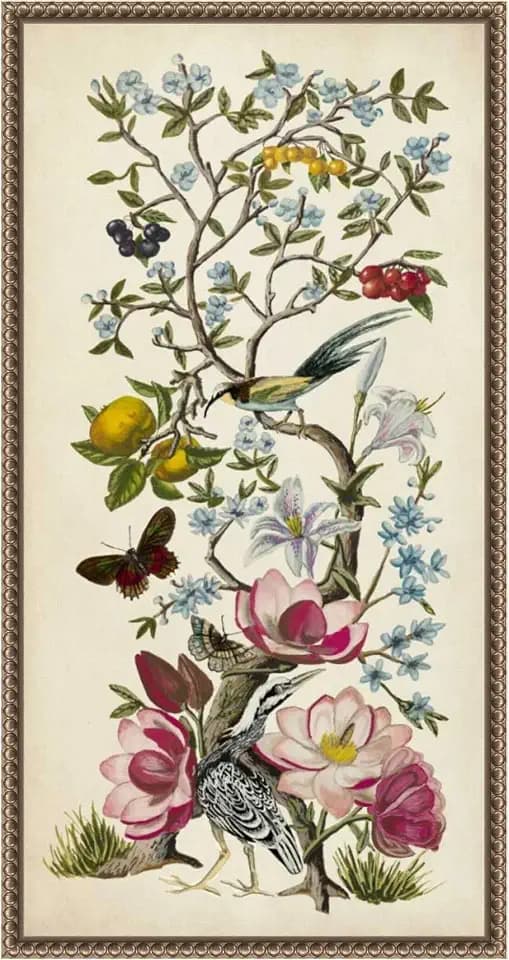 Amanti Art Framed Canvas Wall Art 27x14 Chinoiserie Natura No. 2 by Naomi McCavitt, Framed Wall Art Canvas, Nature Artwork, Traditional Decor, Medium Poster for Living Room, Bedroom, Kitchen, Office