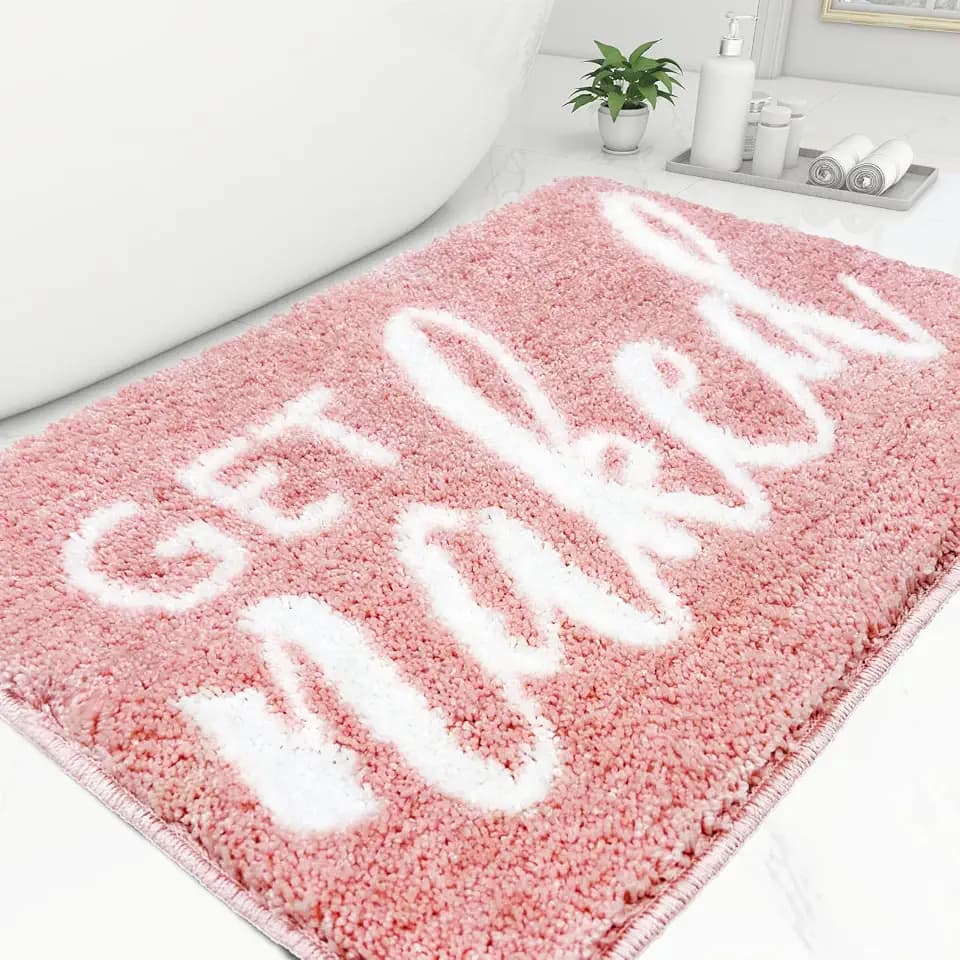 Get Naked Bathroom Rugs - Funny Bath Mats for Bathroom Non Slip Cute Carpet Floor Decor Water Absorbent Bath Rugs for Sink Bathtub and Shower Pink 24" x 36"