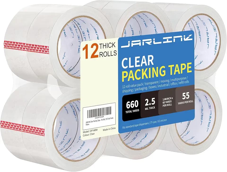 JARLINK 12 Rolls Clear Packing Tape, Heavy Duty Packaging Tape