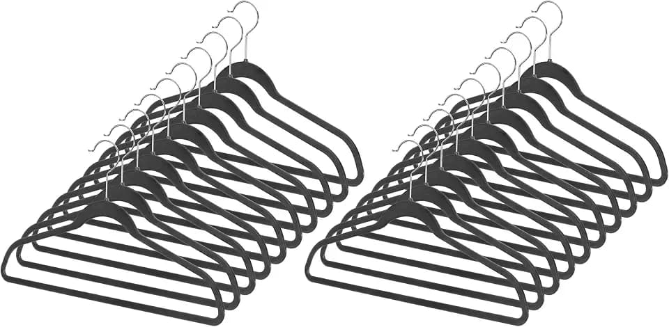 Whitmor Set of 20 Black Spacemaker Plastic Suit Hangers