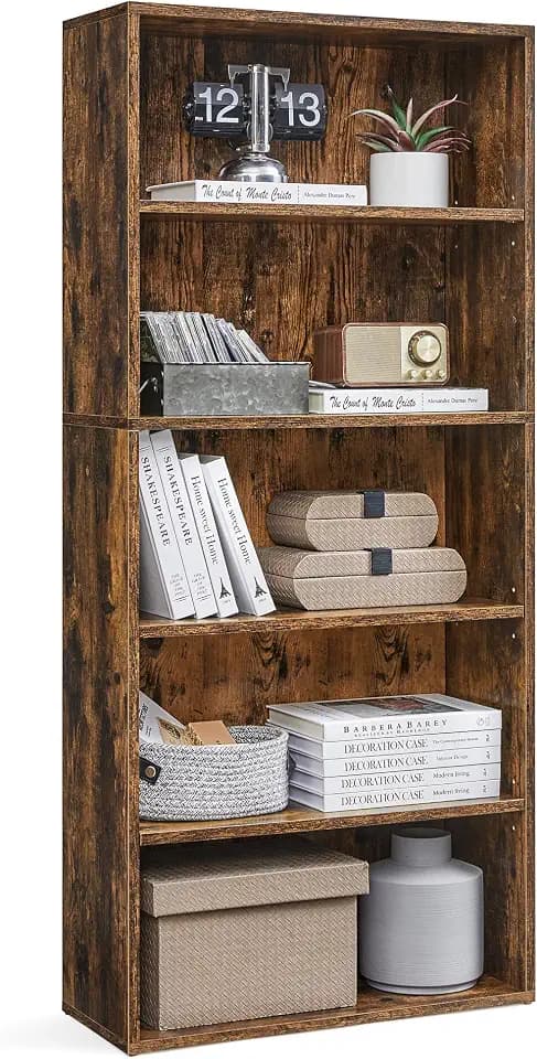 VASAGLE 5-Tier Bookshelf, Storage Organizer, 23.6 x 9.4 x 52.8 Inches