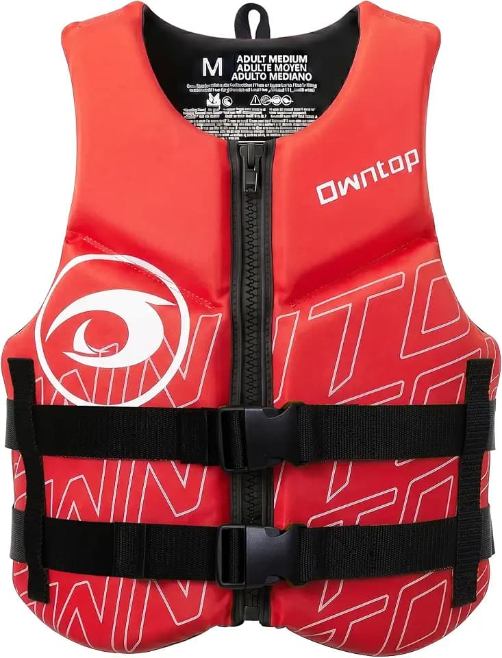 Owntop Swim Vest Adult Water Sport Vest Neoprene Floaties for Swimming, Boating, Kayaking, Fishing | Adjustable Zipper Dual Buckle Foldable Buoyancy Jacket