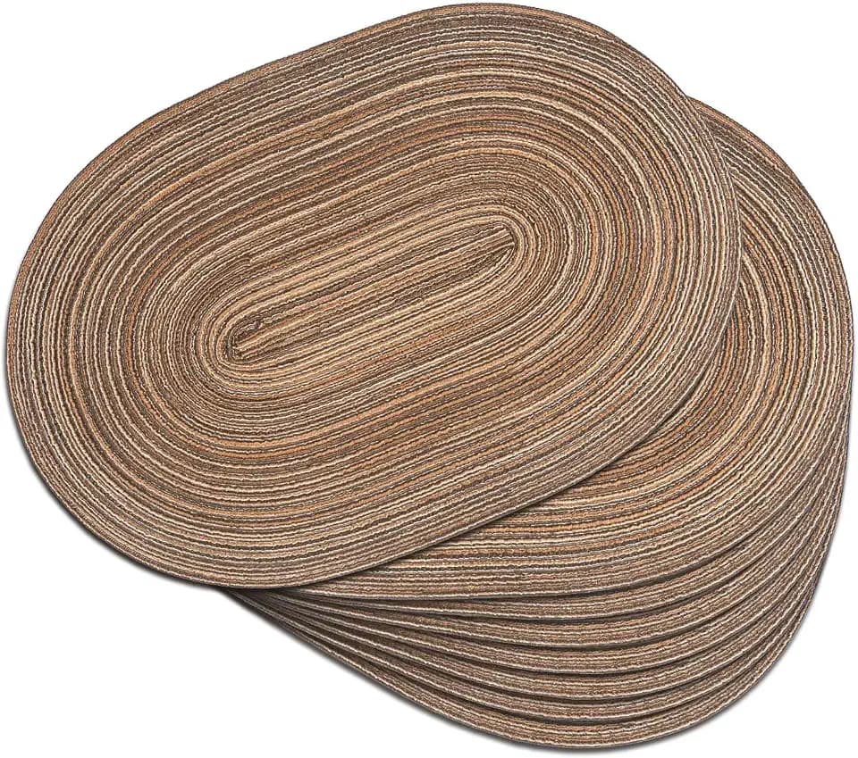 Placemats Set of 8, Woven Oval Braided Dining Table Mats(Brown)