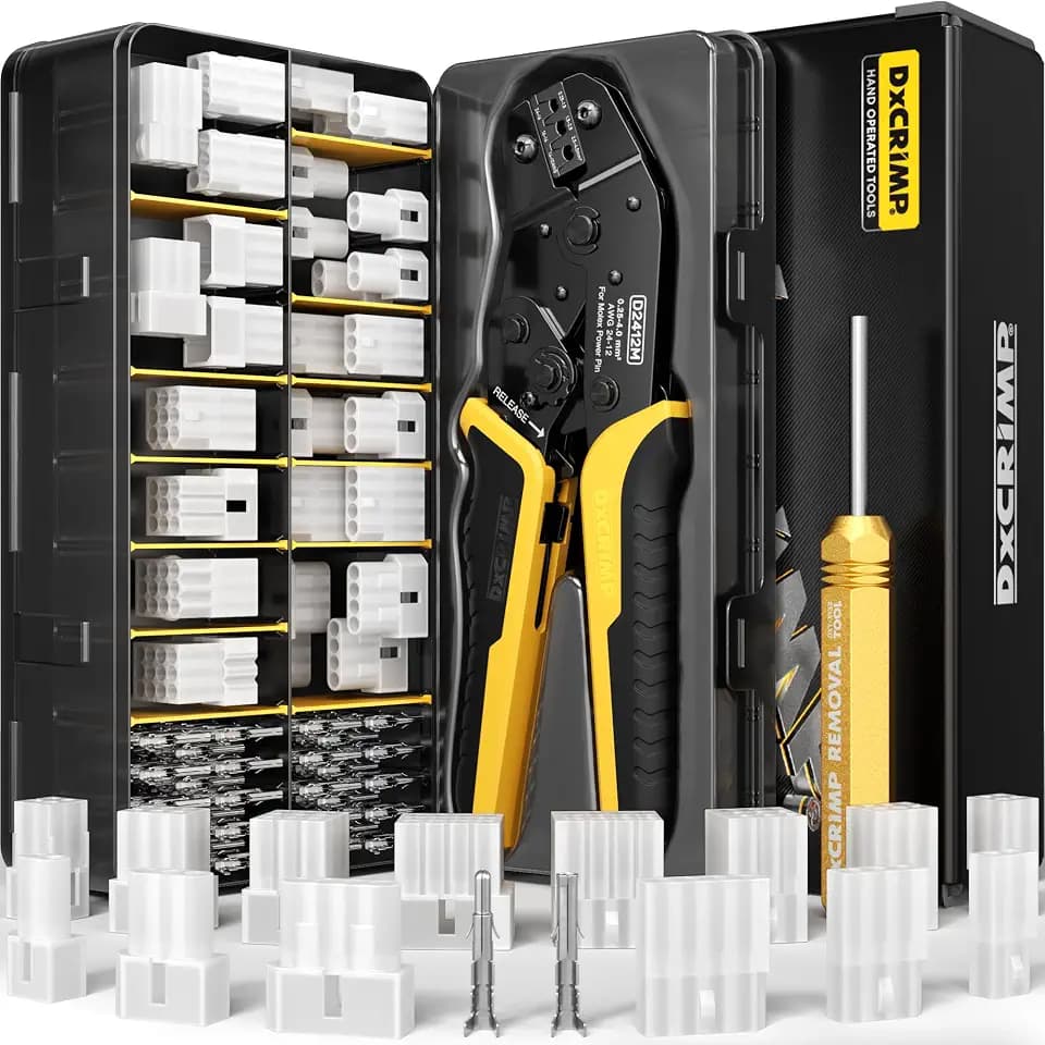 Standard .093" (5.03mm) Connector Crimping Tool Kit with Pin Extractor, 2/3/4/6/9/12 Pin Connectors, 14-22 AWG (2.36mm) Terminals, Compatible with Molex Standard .093", Crimper for Molex & TE