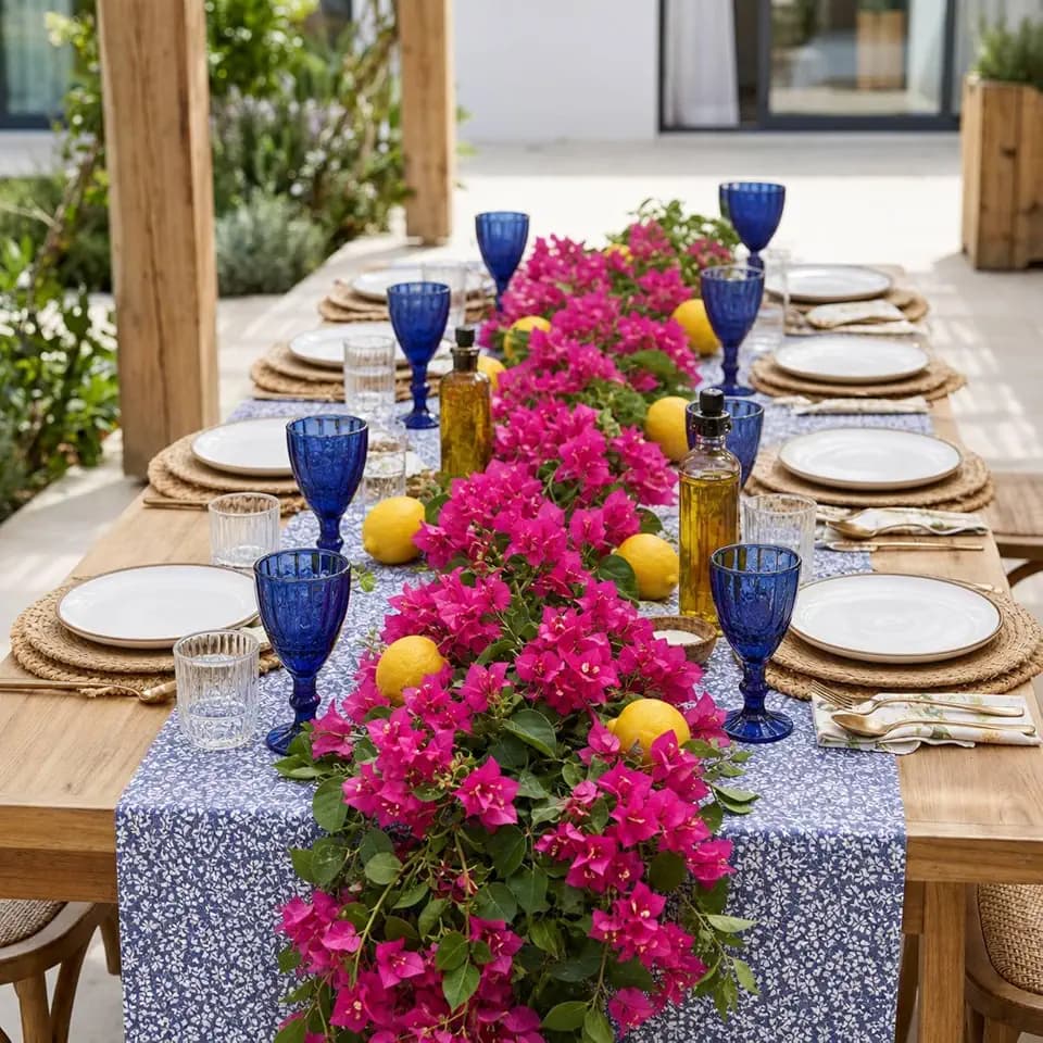 Hoteam 4 Pcs 5.9 ft Bougainvillea Artificial Flowers Garland, Deep Pink