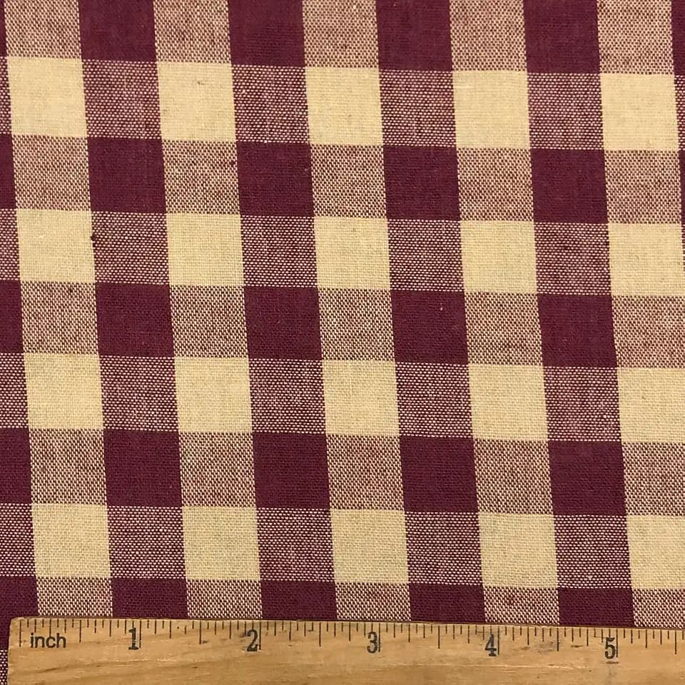 72x57 Inch Primitive Red Plaid Homespun Cotton Fabric