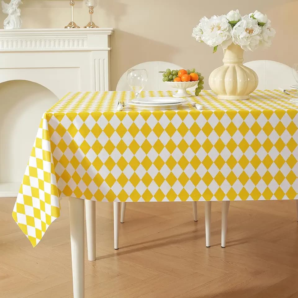 Rectangle Table Cloth, Vinyl Tablecloth, 54" x 54", Yellow