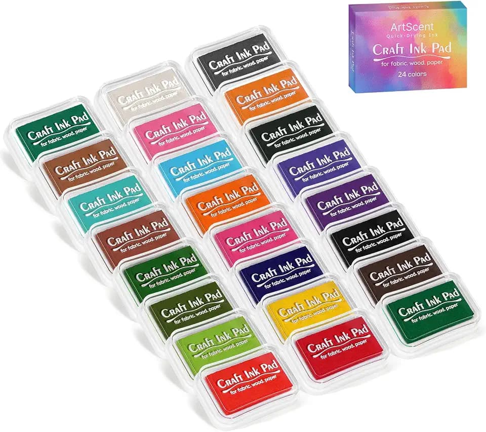 Craft Ink Pads for Stamps, Pigment Rainbow Stamp Pad Set for Scrapbook Supplies, Paper, Wood, Rubber Stamping, Card Making, DIY Crafting, Fabric Inkpad (Upgrade 24-Color)
