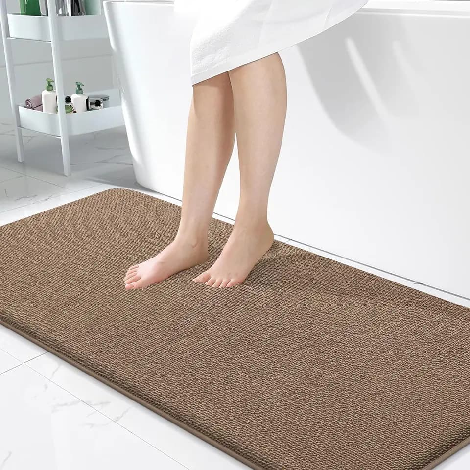 OLANLY Memory Foam Bathroom Runner Rugs 47x24, Absorbent Long Mat, Mocha