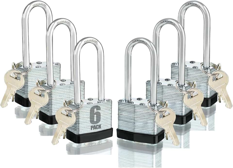 Pad Locks with Same Key 6 Pack, Heavy Duty Outdoor Locks