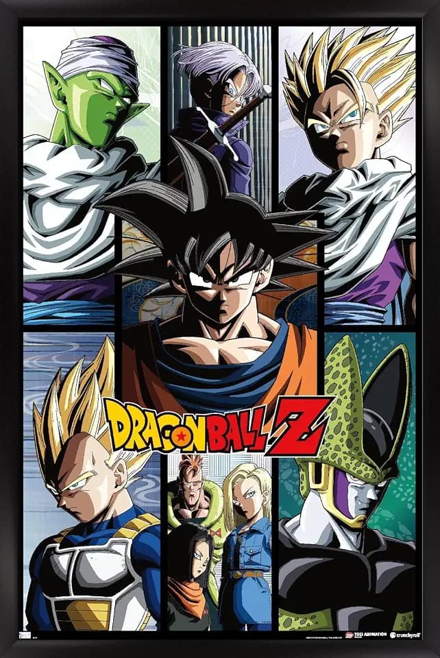Dragon Ball Z - Grid Wall Poster, 34L" x 22.4W", Black Framed Version