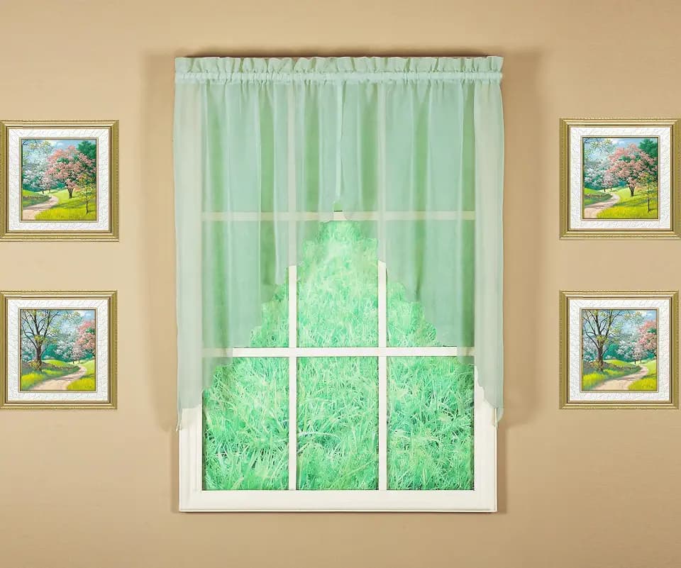 Today's Curtain Emelia Original Voile Swag Pair 38", Sage, 60" W x 38" L
