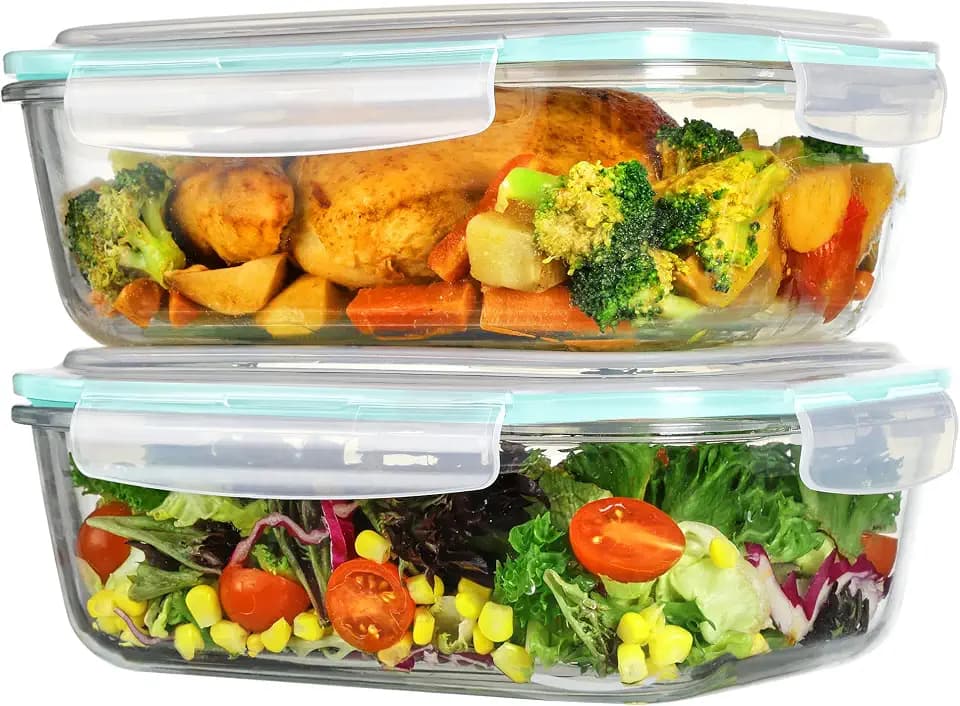 Vtopmart 2Pack 2260ml/76.4oz Extra Large Glass Storage Containers, Green