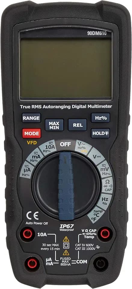 Amazon Basics Digitalmultimeter, Anzeige 6000, IP67, True RMS, CAT IV 600 V, Schwarz