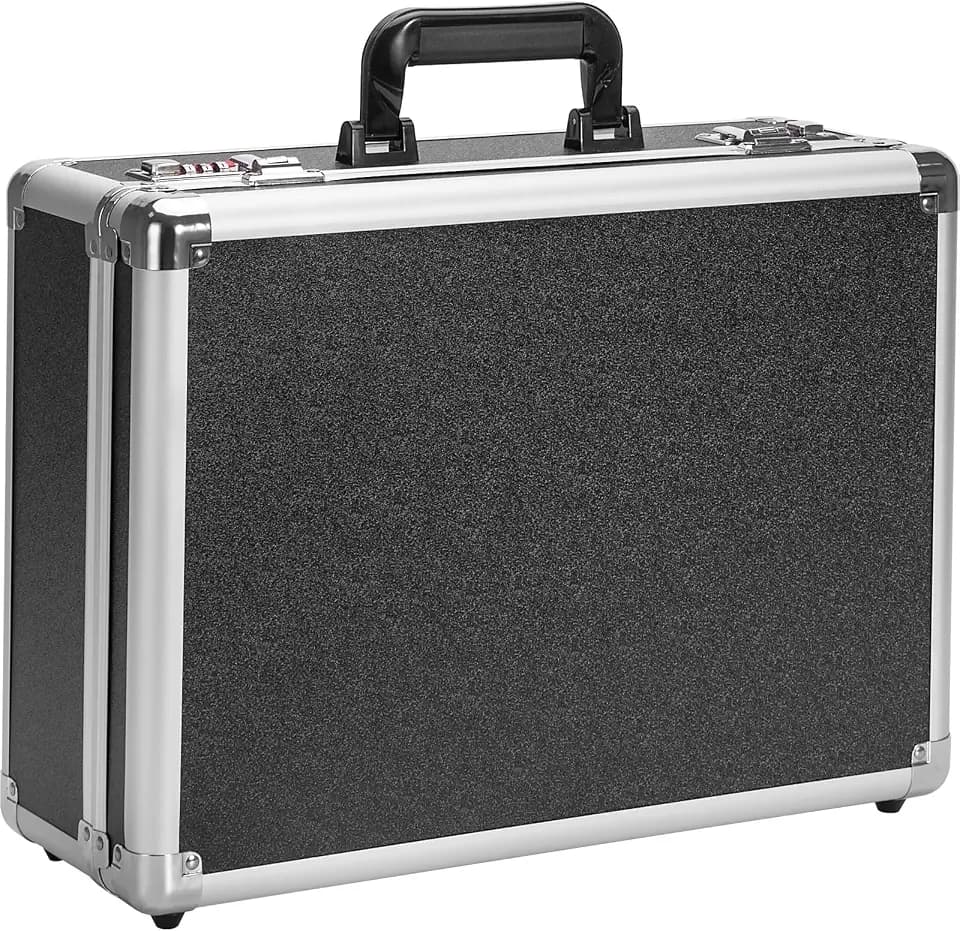 LOCKCURX File Organizer Storage Box, 18.9 x 14.6 x 6.3 Inch Metal Briefcase