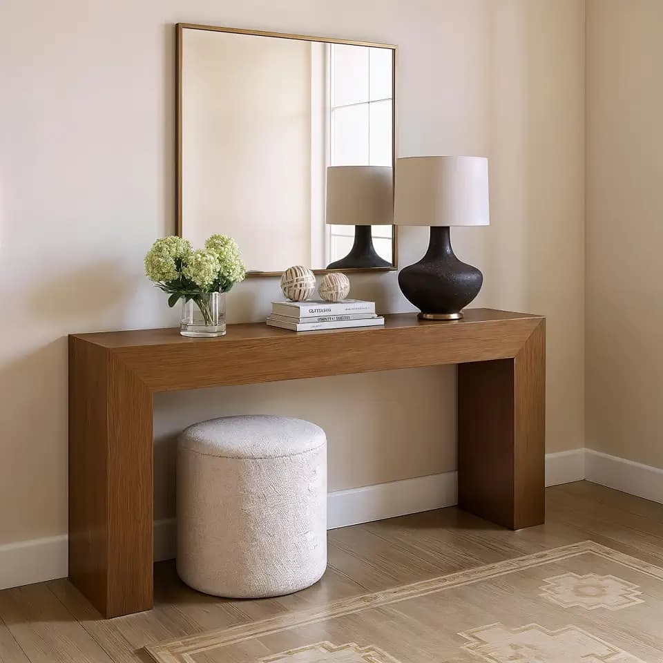 Plank+Beam Grand Console Table, 66 Inch, Pecan Wirebrush
