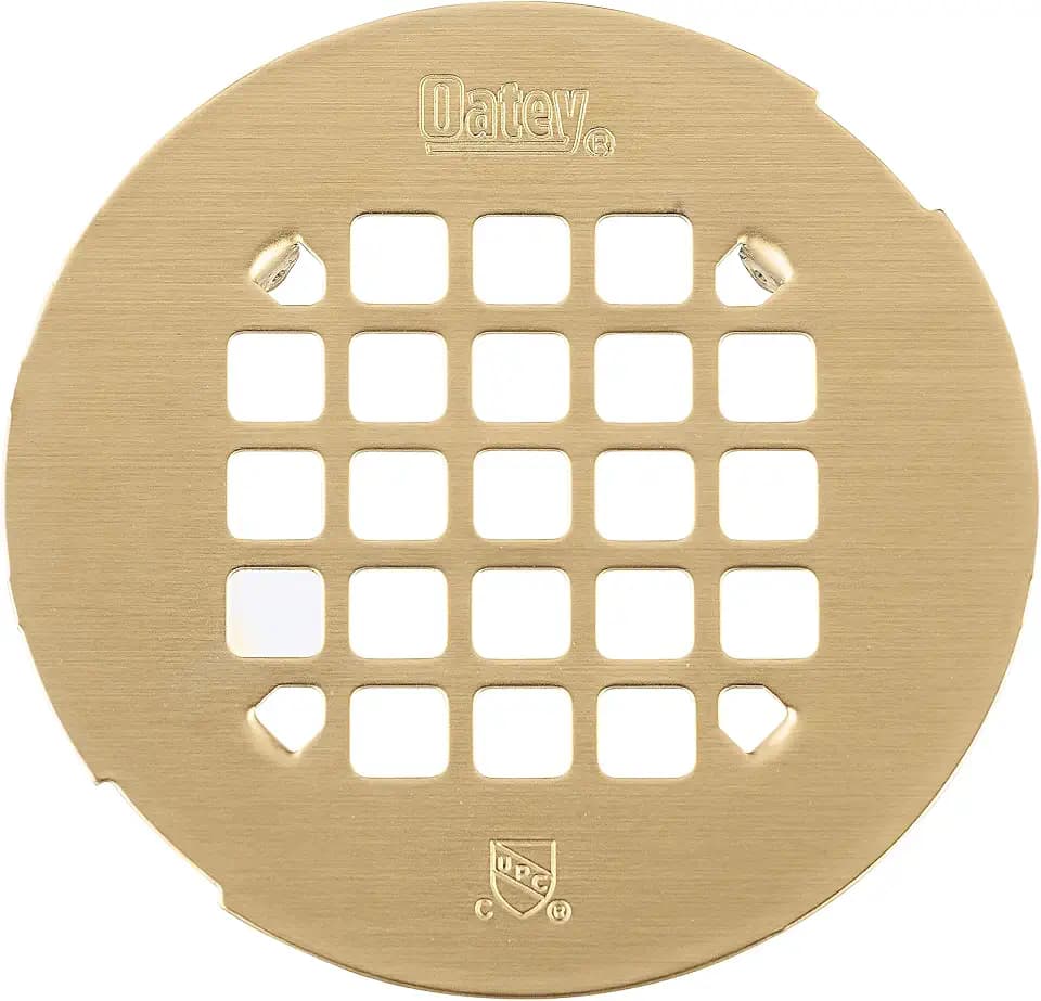 Oatey 42360 Universal 4-1/4 in. Snap-Tite Round Shower Strainer in Brushed Gold