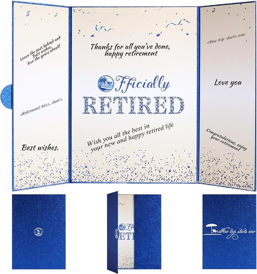 Blue Silver Retirement Party Decorations Large retirement Card Signing Guest Book Creative retirement Card for Men Women