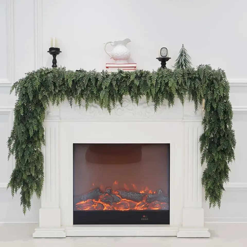 Extra Full 9FT Christmas Cedar Garland Real Touch Greenery for Mantle Decor