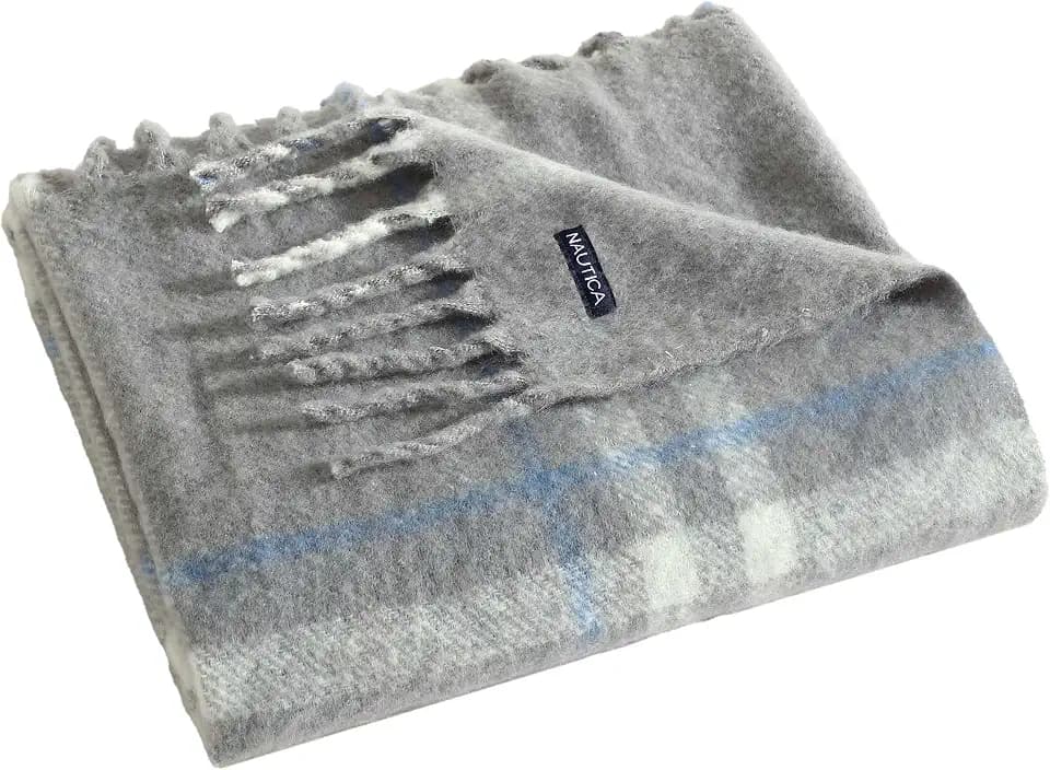 Nautica - Faux Mohair Throw Blanket, Yarn-Dyed Medium Weight, 50 x 60