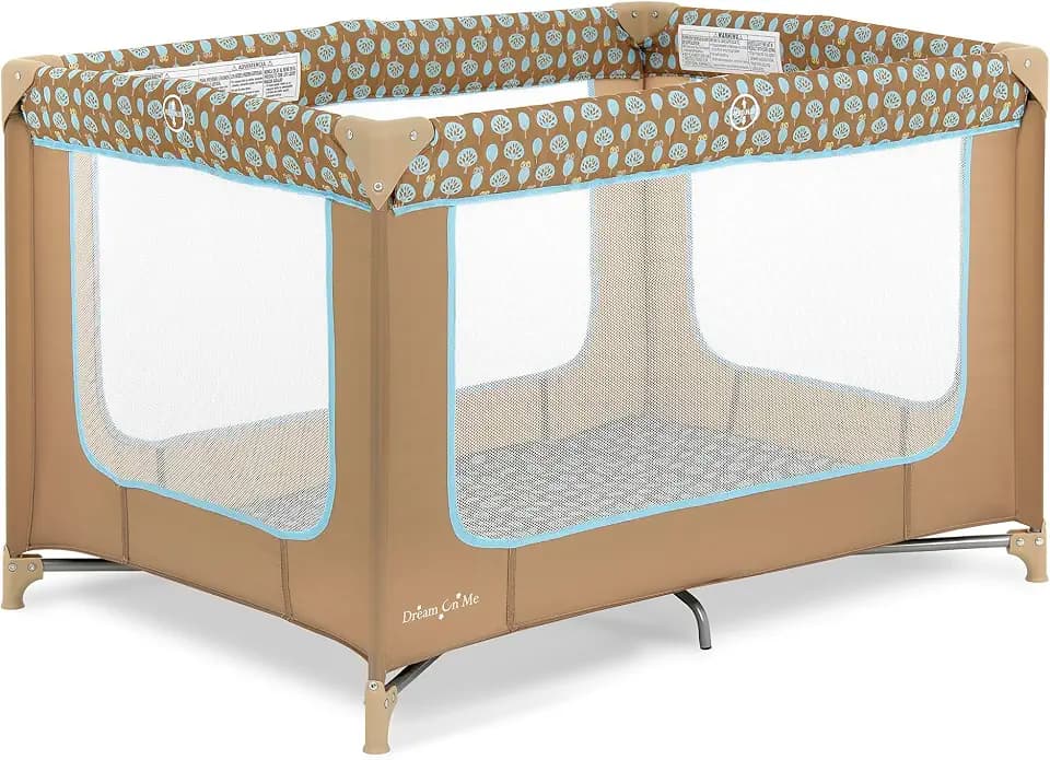 Dream On Me Zodiak Portable Playard, Compact for Travel, Carry Bag, Coffee/Blue