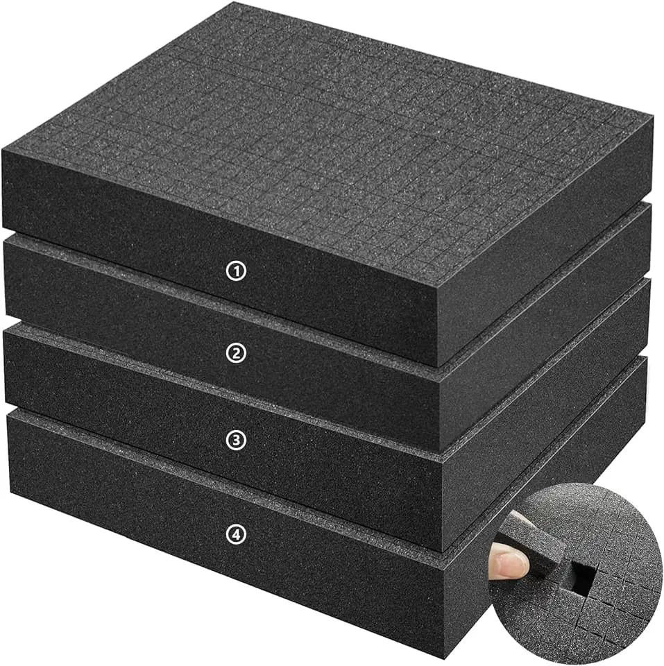 LAFENLIN Pick & Pluck Foam 4Pack for Gun Cases,16x12x2"Customizable Insert