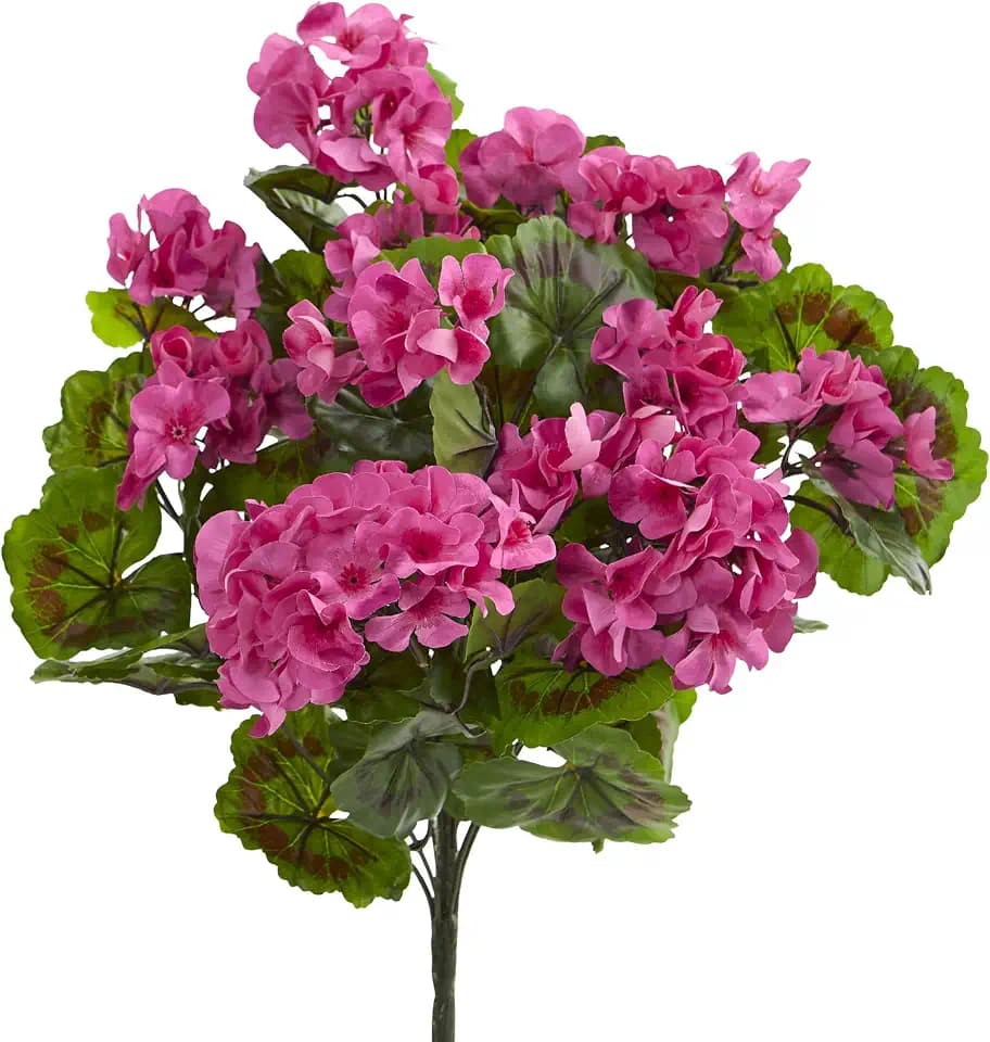 Nearly Natural 19 in UV-Resistant Artificial Geranium Bush (Set of 3)