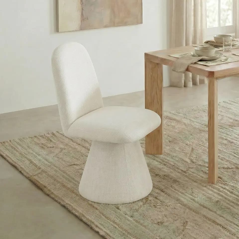 KISLOT Swivel Dining Chairs Set of 1, Modern Upholstered Dining Chair Mid Century Kitchen Chairs with Wave Shaped High Back, 360 Degree Rotating Vanity Chair for Dining Room, Bedroom, Farmhouse, Beige