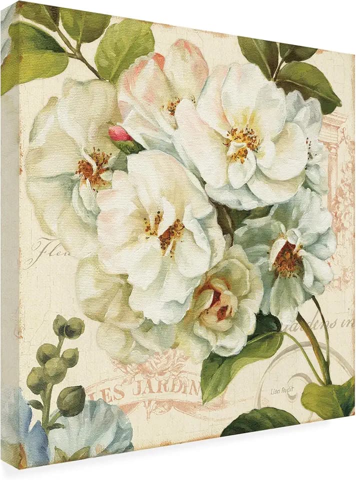 Wrapped Canvas Wall Art - Lisa Audit 'Les Jardin III' Wall Art for Living Room, Bedroom, or Office Décor - 18x18