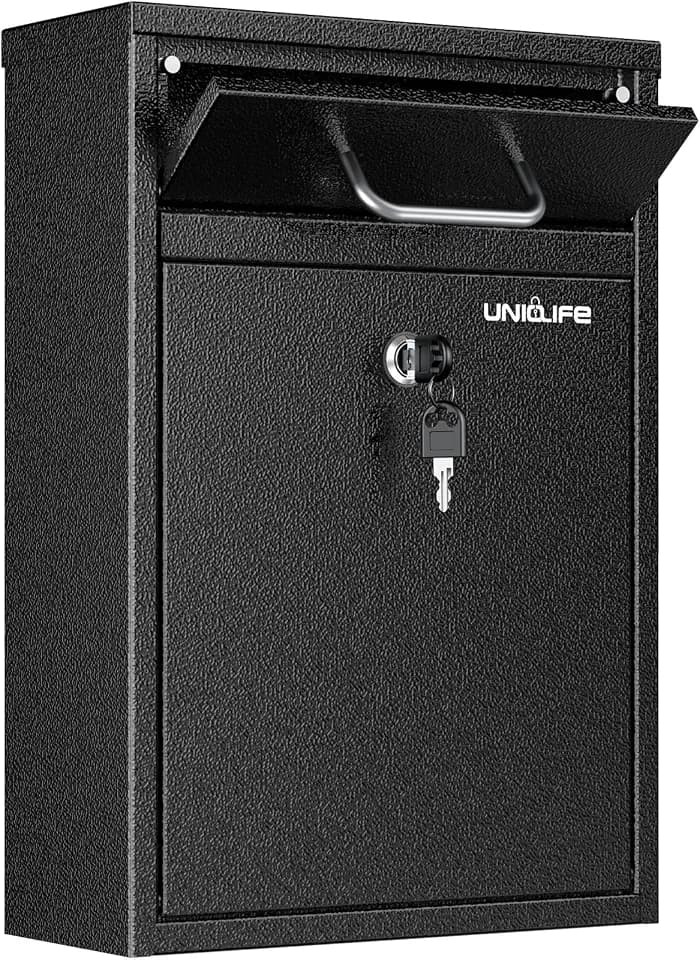 Uniclife Wall Mount Mailbox for Outside, Locking Mailbox with Key Lock